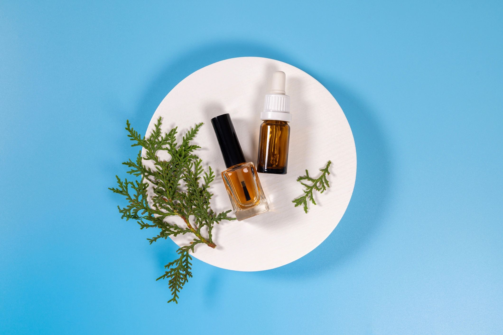 Minimal wellness packaging displayed on a clean platform